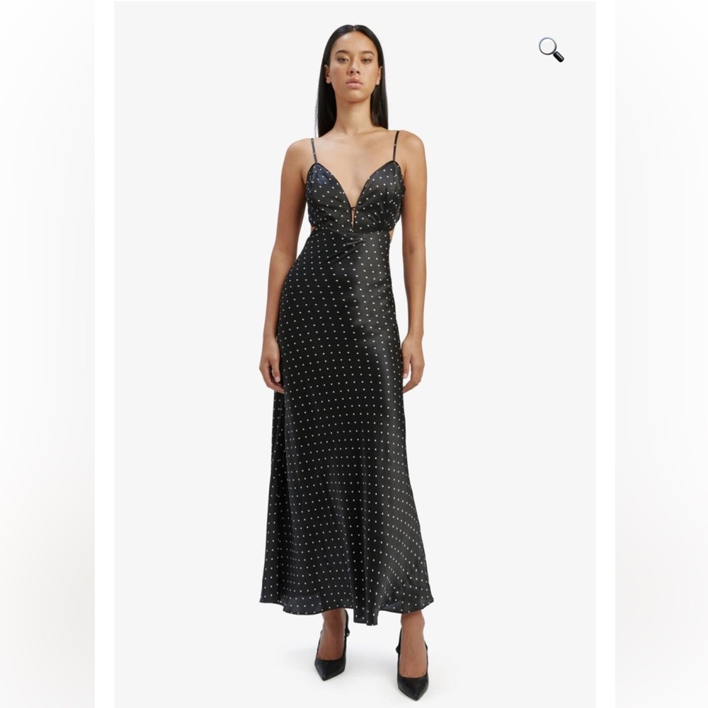 Bardot Black and White Polka Dot Maxi Dress